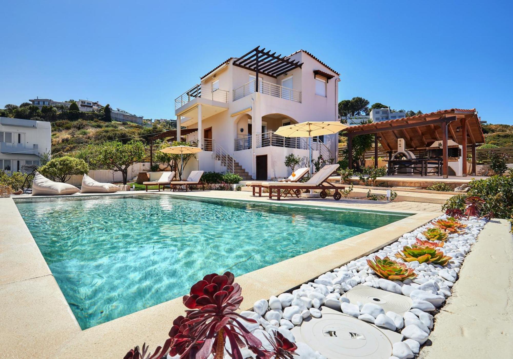Spacious Villa With Private Eco-Pool And Panoramic Sea View Agia Pelagia Zewnętrze zdjęcie