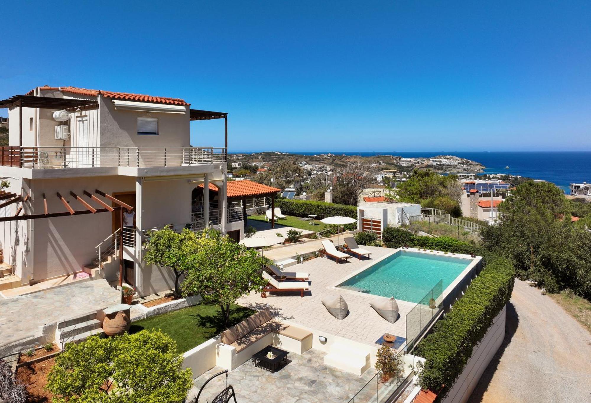 Spacious Villa With Private Eco-Pool And Panoramic Sea View Agia Pelagia Zewnętrze zdjęcie