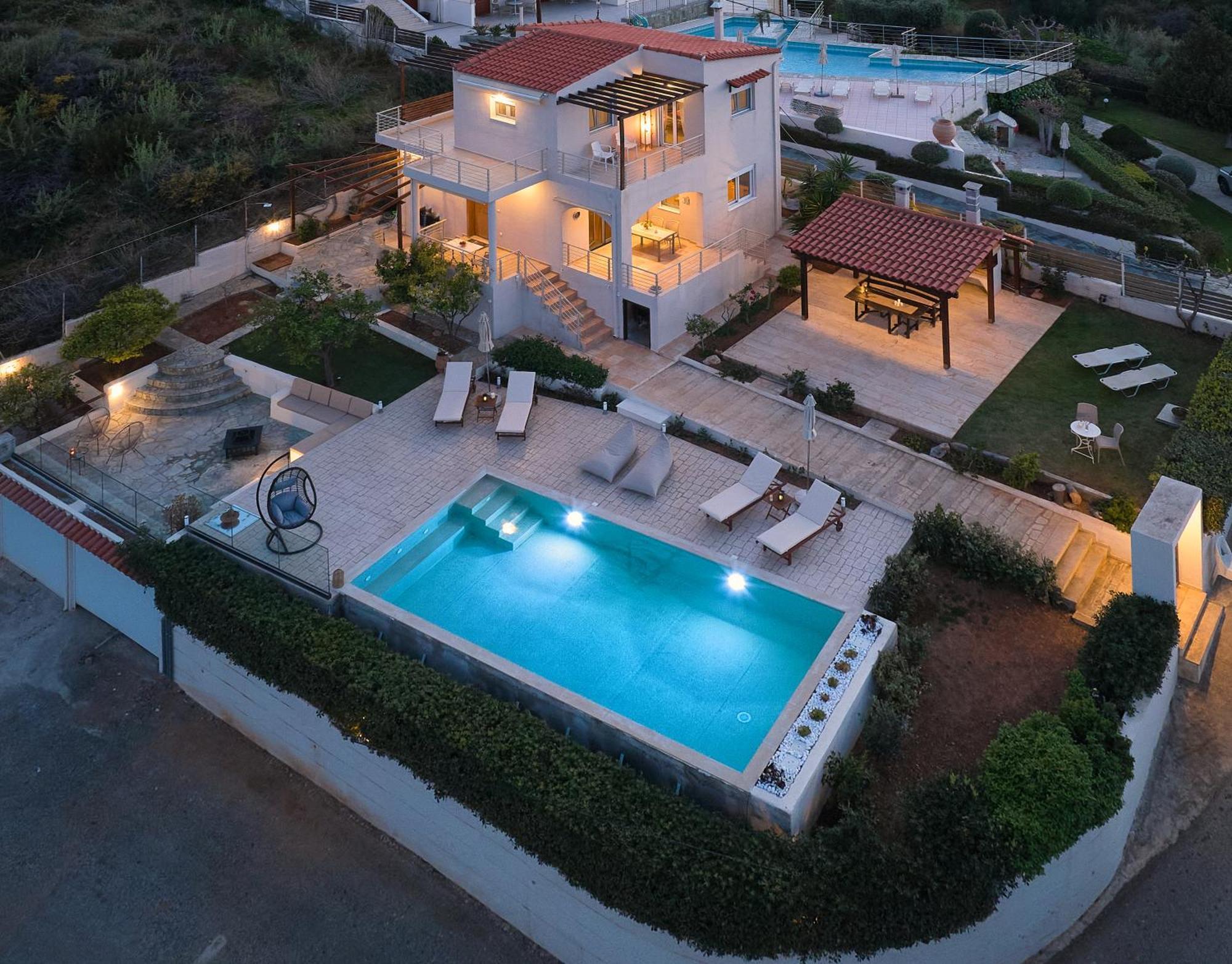 Spacious Villa With Private Eco-Pool And Panoramic Sea View Agia Pelagia Zewnętrze zdjęcie